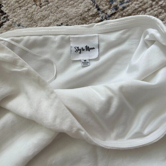 Sky To Moon Women's White‎ Strapless Mini Dress Ruched Side Size Medium - Picture 4 of 8